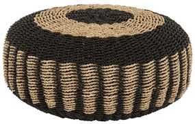 STOOL POUF SARONI  SEAGRASS IN NATURAL-BLACK COLOR Φ60x35Hcm.