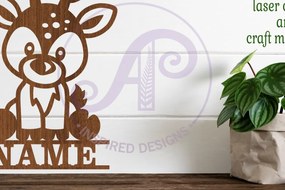 Intra απο ξύλο plywood 3mm-4mm πάχος - Πρότυπο κοπής με λέιζερ Name Deer Δίασταση 30x20 cm INTRAFABR-82433593