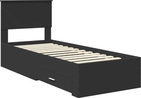 vidaXL Σκελετός Κρεβατιού Μαύρο 75 x 190 cm Επεξεργασμένο Ξύλο