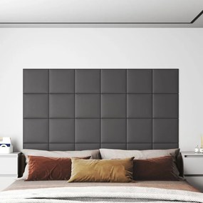 vidaXL Πάνελ Τοίχου 12 τεμ. Γκρι 30 x 30 εκ. 1,08 μ² Συνθετικό Δέρμα