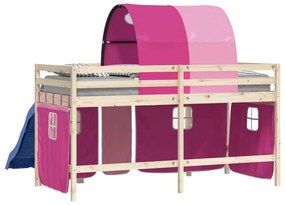 vidaXL Κουρτίνες για Κρεβάτι Κουκέτα με Τούνελ Ροζ από Πολυεστέρα