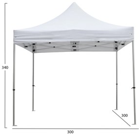 GAZEBO Β.ΤΥΠΟΥ CRESSEN HM6305 ΠΤΥΣΣΟΜ.-ΣΚΕΛΕΤΟΣ ΑΛΟΥΜ.ΑΣΗΜΙ-ΛΕΥΚΟ ΠΑΝΙ 3x3x3,4Yεκ - HM6305