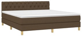 vidaXL Κρεβάτι Boxspring με Στρώμα Σκούρο Καφέ 160x200 εκ Υφασμάτινο