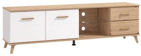 Έπιπλο Τηλεόρασης Ascona Λευκό - Artisan Oak - Λευκό Γυαλιστερό 179x40x52 εκ. 179x40x52 εκ.