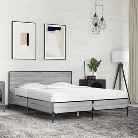vidaXL Πλαίσιο Κρεβατιού Γκρι Sonoma 140x200 εκ. Επεξ. Ξύλο &amp; Μέταλλο