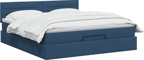 vidaXL Κρεβάτι Ottoman με Στρώμα και LED Μπλε 140 x 190 cm Ύφασμα