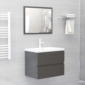 vidaXL Σετ Επίπλων Μπάνιου 2 Τεμαχίων Γκρι από Μοριοσανίδα