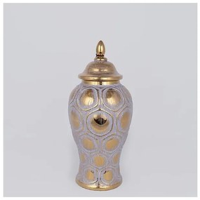Βάζο Κεραμικό Γκρι & Χρυσό 17.7x17.7x40cm 752-20349 Estheti-752-20349-Χρυσό 752-20349