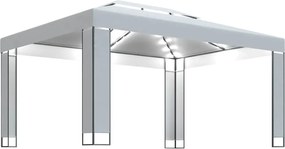 vidaXL Κιόσκι με Φωτάκια LED Λευκό 3 x 4 μ.