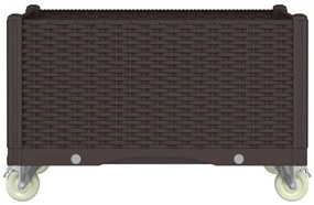 vidaXL Ζαρντινιέρα Κήπου με Ροδάκια Καφέ 80x50x54 εκ. Πολυπροπυλένιο