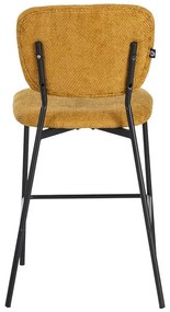 Σκαμπό μπαρ Cathair ύφασμα μπουκλέ μουσταρδί και μαύρα μεταλλικά πόδια 48x54x100 εκ. 2αδα 48x54x100 εκ.