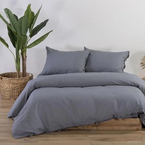 Παπλωματοθήκη Μονή (160x220) Nef-Nef Homeware Cotton Linen Γκρι