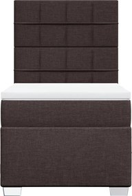 vidaXL Κρεβάτι Boxspring με Στρώμα Σκούρο Καφέ 100x200 εκ. Υφασμάτινο