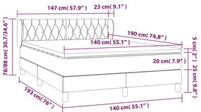 Κρεβάτι Boxspring με Στρώμα Σκούρο Μπλε 140x190 εκ. Βελούδινο - Μπλε