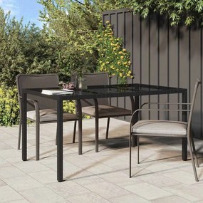 vidaXL Τραπέζι Φαγητού Κήπου Μαύρο 150x90x75 εκ Πολυ Ρατάν