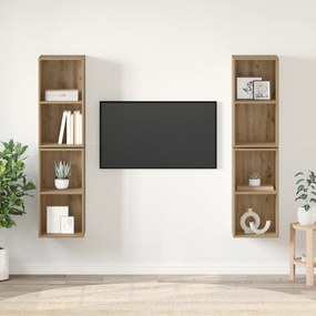 vidaXL Τηλεοπτική Κάβα Τοίχου 4 pcs Χειροποίητη δρυς 37 x 37 x 72 εκ