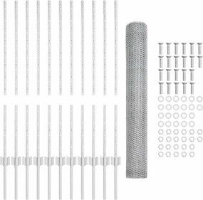vidaXL Εξωτερική εξάγωνη περίφραξη με στήλη 25 x 1 m Ασημί Δίχτυ