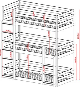 TED 80x200 pine bunk bed Lano Furniture