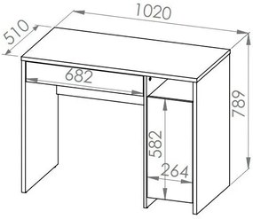 Τραπέζι γραφείου Madison 134, Με συρτάρια, Με πόρτες, Ο αριθμός των θυρών: 1, Αριθμός συρταριών: 1, 79x102x51cm, 37 kg, Άσπρο | Epipla1.gr