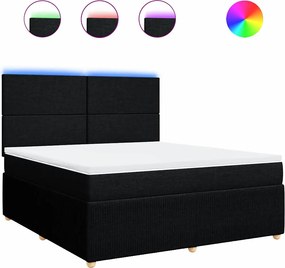 vidaXL Κρεβάτι Boxspring με Στρώμα Μαύρο 180x200 εκ. Υφασμάτινο