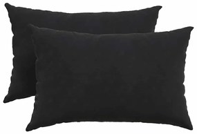 vidaXL Μαξιλάρι Καναπέ 2 pcs Μαύρο 60 x 40 cm Υφασμάτινο Κορντουρά