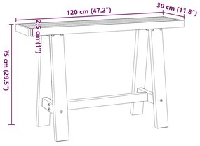 Τραπέζι κονσόλας NOAIN με πόδια σχήματος Α 120x30x75 cm - Καφέ