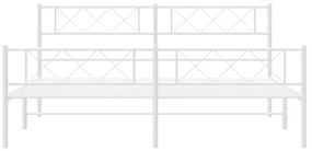Πλαίσιο Κρεβατιού με Κεφαλάρι&amp;Ποδαρικό Λευκό 180x200εκ. Μέταλλο - Λευκό