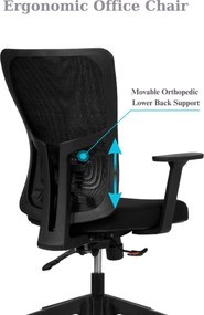 Office Chair Set (2 Pieces) Lumbar 108 - Black Black