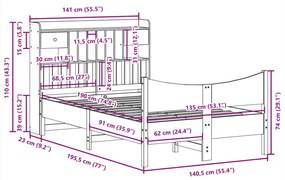 Σκελετός Κρεβ. Χωρίς Στρώμα Καφέ Κεριού 135x190 εκ Μασίφ Πεύκο - Καφέ