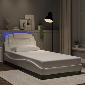 vidaXL Πλαίσιο Κρεβατιού Viana με LED Χωρίς Στρώμα Λευκό 100x200 εκ.