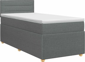 vidaXL Κρεβάτι box spring με στρώμα Σκούρο Γκρι 90 x 190 cm Ύφασμα
