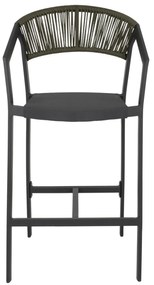 Σκαμπό Μπαρ C5892.04 Ανθρακί Αλουμινίου με Rattan &amp; Textline Χακί 56x58x105Y εκ. 56x58x105 εκ.