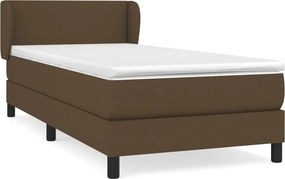 vidaXL Κρεβάτι Boxspring με Στρώμα Σκούρο Καφέ 90x200 εκ. Υφασμάτινο