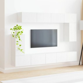 vidaXL Σετ επίπλου τηλεόρασης Επιτοίχιο 5 pcs Λευκό Επεξεργασμένο ξύλο