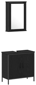 vidaXL Σετ Επίπλων Μπάνιου με ράφι 4 pcs Μαύρο 33 x 33 x 185.5 εκ