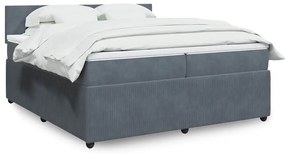 vidaXL Κρεβάτι Boxspring με Στρώμα Σκούρο Γκρι 200x200 εκ. Βελούδινο