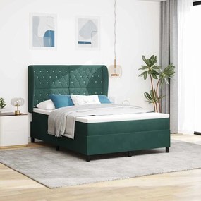 vidaXL Κρεβάτι με ελατήρια Σκούρο πράσινο 160 x 200 cm Βελούδο