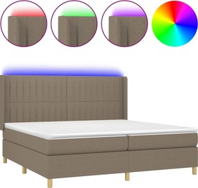 vidaXL Κρεβάτι Boxspring με Στρώμα &amp; LED Taupe 200x200 εκ. Υφασμάτινο