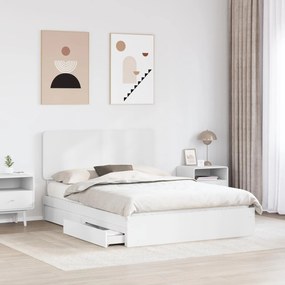 vidaXL Κρεβάτι Αποθήκης Λευκό 160 x 200 cm Επεξεργασμένο ξύλο