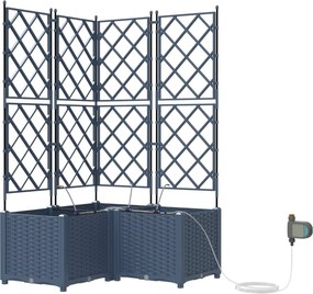 vidaXL Γλάστρα Κήπου 3 τμχ. Γκρι 80 x 80 x 142 cm PP