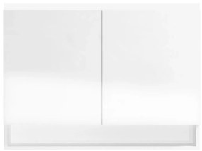 Ντουλάπι Μπάνιου με Καθρέφτη 80x15x60 εκ. Λαμπερό Λευκό από MDF - Λευκό
