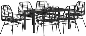 vidaXL Σέτ φαγητού για κήπο 7 pcs Μαύρο συνθετικό ρατάν