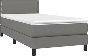 vidaXL Κρεβάτι Boxspring με Στρώμα Σκούρο Γκρι 90x190 εκ. Υφασμάτινο