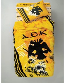 Κουβέρτα Παιδική AEK Velour 3 Yellow Palamaiki Ημίδιπλο 155x215cm Πολυέστερ