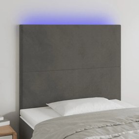 Κεφαλάρι Κρεβατιού LED Σκούρο Γκρι 100x5x118/128 εκ. Βελούδινο 3122187