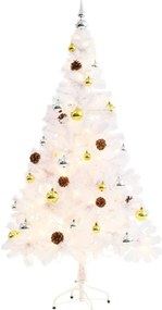 vidaXL Χριστουγεν. Δέντρο Προφωτισμένο Τεχνητό Μπάλες Λευκό 150εκ