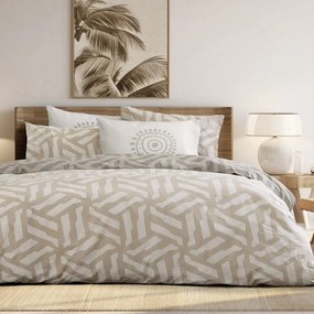 Σεντόνια Santoro (Σετ 4τμχ) Beige-Grey Nima Υπέρδιπλo 240x260cm 100% Βαμβάκι
