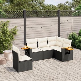 vidaXL Patio Sofa Set 5-θέσια Black and Cream
