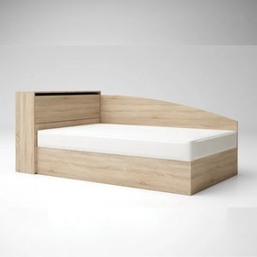 Κρεβάτι Ημίδιπλο Azur 124x75x221cm με αποθηκευτικό χώρο και στρώμα 120x190x22cm Oak Sonoma - GRA425