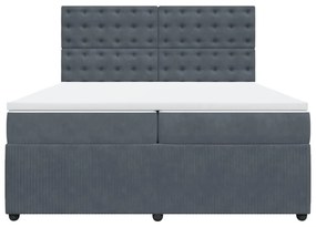 Κρεβάτι Boxspring με Στρώμα Σκούρο Γκρι 200x200 εκ. Βελούδινο - Γκρι